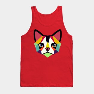 Geometric Cat Face Big Ears Tank Top